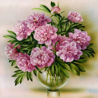 Без бренда «Пионы в круглой прозрачной вазе (20шт)» в Саранске