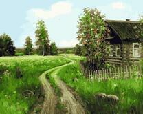 Деревенская дорога вдоль домика