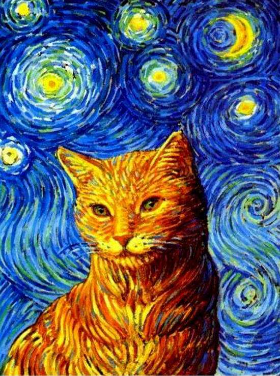 Картина по номерам 40x50 Красивый рыжий кот на фоне звездного неба
