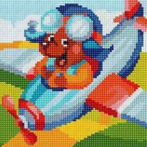 Веселый щенок на самолете