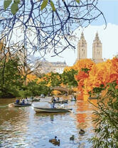 Прогулка на лодке в центральном парке Нью-Йорка