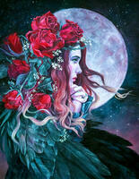 Без бренда «Девушка с розами в волосах на фоне луны» в Саранске в интернет-магазине Без бренда «Девушка с розами в волосах на фоне луны» в Саранске