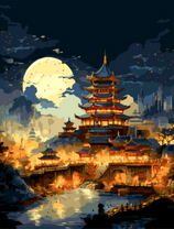 Дзиндзя на фоне полнолуния