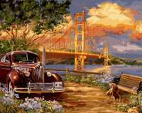 Без бренда «Американский автомобиль на фоне моста через залив» в Саранске