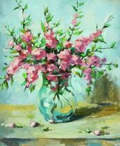 Ветви сакуры в прозрачной вазочке