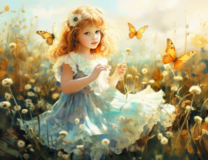 Без бренда «Девочка в голубом платье среди бабочек и одуванчиков» в Саранске